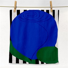 Blue Flower Leaf Black White Striped Rose Face Towel