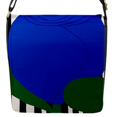 Blue Flower Leaf Black White Striped Rose Flap Messenger Bag (s) by Mariart