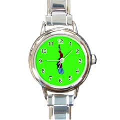 Egg Line Rainbow Green Round Italian Charm Watch