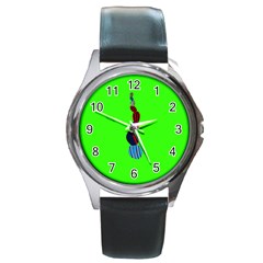 Egg Line Rainbow Green Round Metal Watch