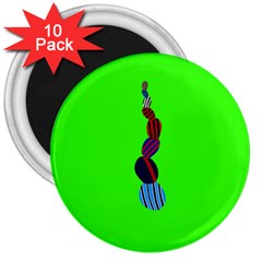 Egg Line Rainbow Green 3  Magnets (10 Pack) 