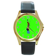 Egg Line Rainbow Green Round Gold Metal Watch by Mariart