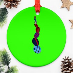 Egg Line Rainbow Green Round Ornament (two Sides) by Mariart