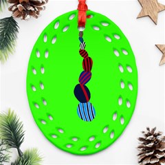 Egg Line Rainbow Green Ornament (oval Filigree) by Mariart