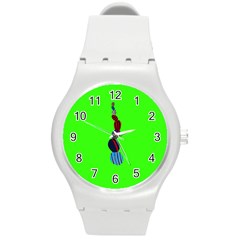 Egg Line Rainbow Green Round Plastic Sport Watch (m) by Mariart