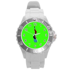 Egg Line Rainbow Green Round Plastic Sport Watch (l) by Mariart