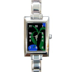 Flower Green Blue Polka Dots Rectangle Italian Charm Watch by Mariart