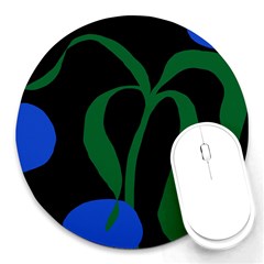 Flower Green Blue Polka Dots Round Mousepads by Mariart