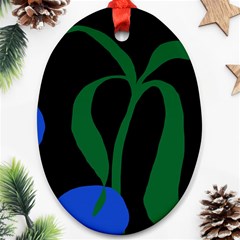 Flower Green Blue Polka Dots Ornament (oval)