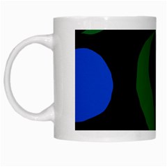 Flower Green Blue Polka Dots White Mugs