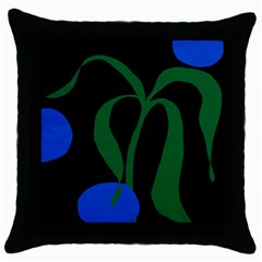 Flower Green Blue Polka Dots Throw Pillow Case (black) by Mariart