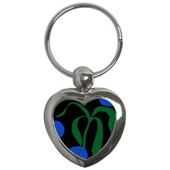 Flower Green Blue Polka Dots Key Chains (heart) 