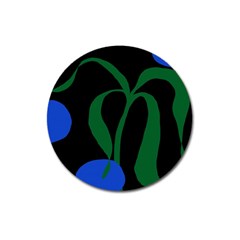 Flower Green Blue Polka Dots Magnet 3  (round)