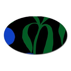 Flower Green Blue Polka Dots Oval Magnet