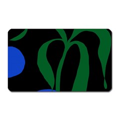 Flower Green Blue Polka Dots Magnet (rectangular)