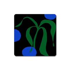 Flower Green Blue Polka Dots Square Magnet by Mariart