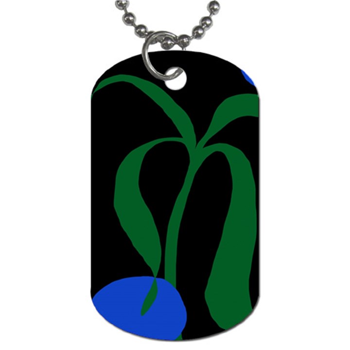 Flower Green Blue Polka Dots Dog Tag (One Side)