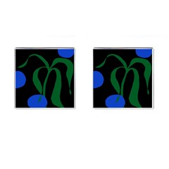 Flower Green Blue Polka Dots Cufflinks (square) by Mariart