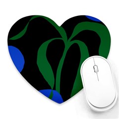 Flower Green Blue Polka Dots Heart Mousepads by Mariart