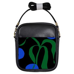 Flower Green Blue Polka Dots Girls Sling Bags