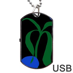 Flower Green Blue Polka Dots Dog Tag Usb Flash (one Side)