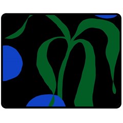 Flower Green Blue Polka Dots Double Sided Fleece Blanket (medium)  by Mariart