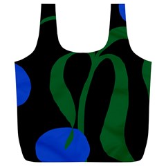 Flower Green Blue Polka Dots Full Print Recycle Bags (l)  by Mariart