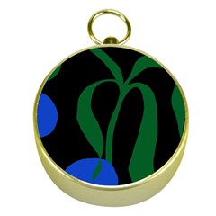 Flower Green Blue Polka Dots Gold Compasses by Mariart