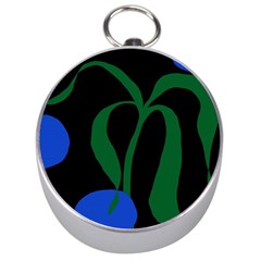 Flower Green Blue Polka Dots Silver Compasses by Mariart