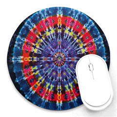 Circle Purple Green Tie Dye Kaleidoscope Opaque Color Round Mousepads