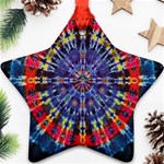 Circle Purple Green Tie Dye Kaleidoscope Opaque Color Ornament (Star) Front