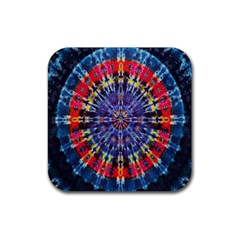 Circle Purple Green Tie Dye Kaleidoscope Opaque Color Rubber Coaster (square) 