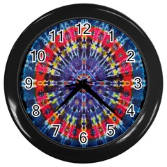 Circle Purple Green Tie Dye Kaleidoscope Opaque Color Wall Clocks (black) by Mariart