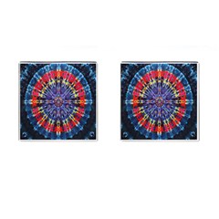 Circle Purple Green Tie Dye Kaleidoscope Opaque Color Cufflinks (square)