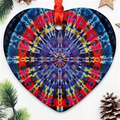 Circle Purple Green Tie Dye Kaleidoscope Opaque Color Heart Ornament (two Sides)