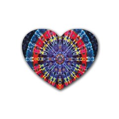 Circle Purple Green Tie Dye Kaleidoscope Opaque Color Rubber Coaster (heart)  by Mariart