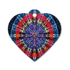 Circle Purple Green Tie Dye Kaleidoscope Opaque Color Dog Tag Heart (two Sides)