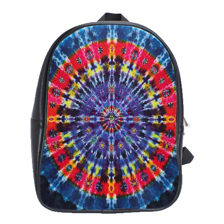 Circle Purple Green Tie Dye Kaleidoscope Opaque Color School Bags(Large) 