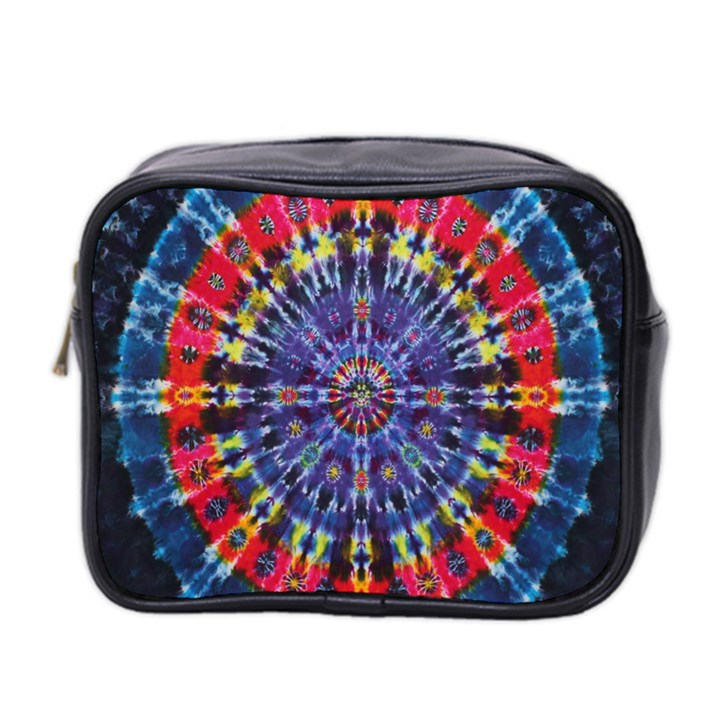 Circle Purple Green Tie Dye Kaleidoscope Opaque Color Mini Toiletries Bag 2-Side