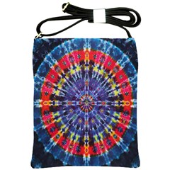 Circle Purple Green Tie Dye Kaleidoscope Opaque Color Shoulder Sling Bags