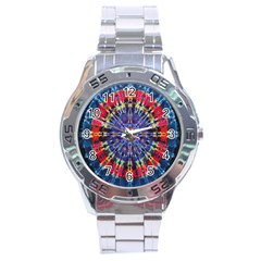 Circle Purple Green Tie Dye Kaleidoscope Opaque Color Stainless Steel Analogue Watch by Mariart