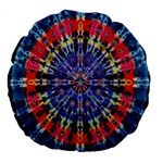 Circle Purple Green Tie Dye Kaleidoscope Opaque Color Large 18  Premium Round Cushions Back