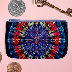 Circle Purple Green Tie Dye Kaleidoscope Opaque Color Large Coin Purse