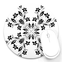 Floral Element Black White Round Mousepads