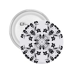 Floral Element Black White 2 25  Buttons by Mariart