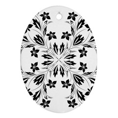 Floral Element Black White Ornament (oval)