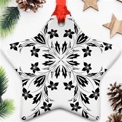 Floral Element Black White Ornament (star)