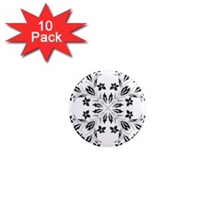 Floral Element Black White 1  Mini Magnet (10 Pack)  by Mariart