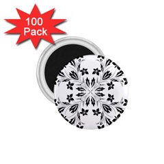 Floral Element Black White 1 75  Magnets (100 Pack)  by Mariart