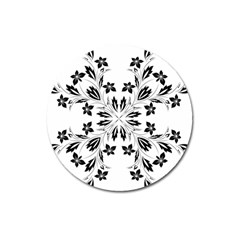 Floral Element Black White Magnet 3  (round)